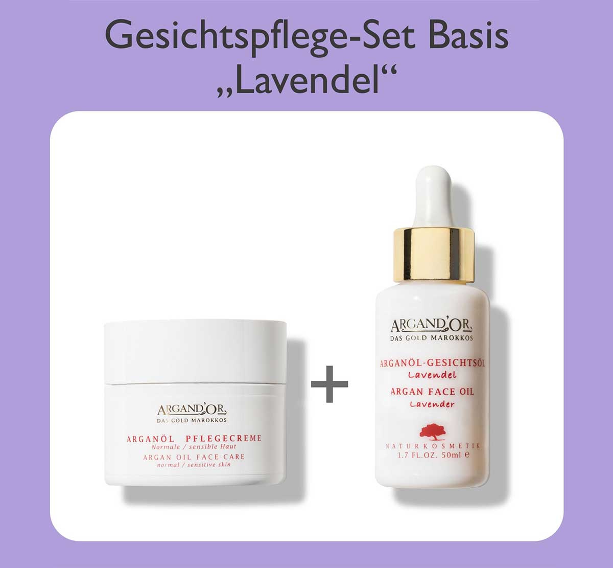 Argandor-Gesichtspflege-Set-Basis-Lavendel-Arganoel-Pflegecreme-Gesichtsoel