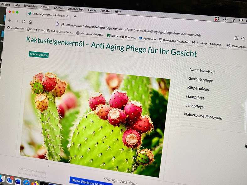 Kaktusfeigenkernöl auf www.natuerlichehautpflege.de